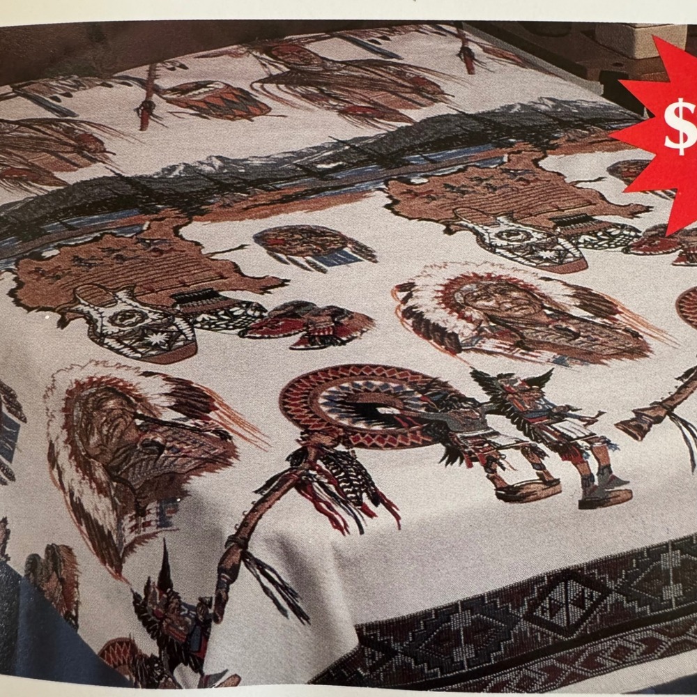 Basics Pillowtex Native American Print Blanket King Queen Western Made in USA
